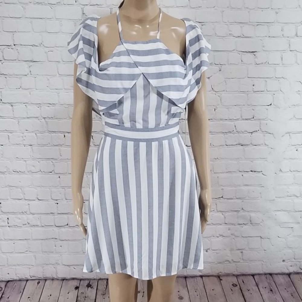 XS Lulu's Blue and White Skater Dress Summer